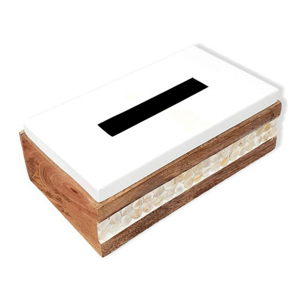 Wooden Tissue Box With White Lid 23x13.5x7.5cm