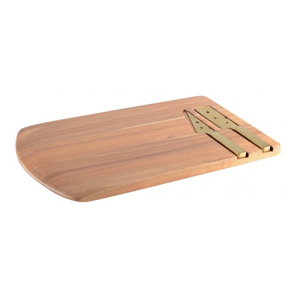 Plat À Fromage En Bois Avec 2 Couteaux