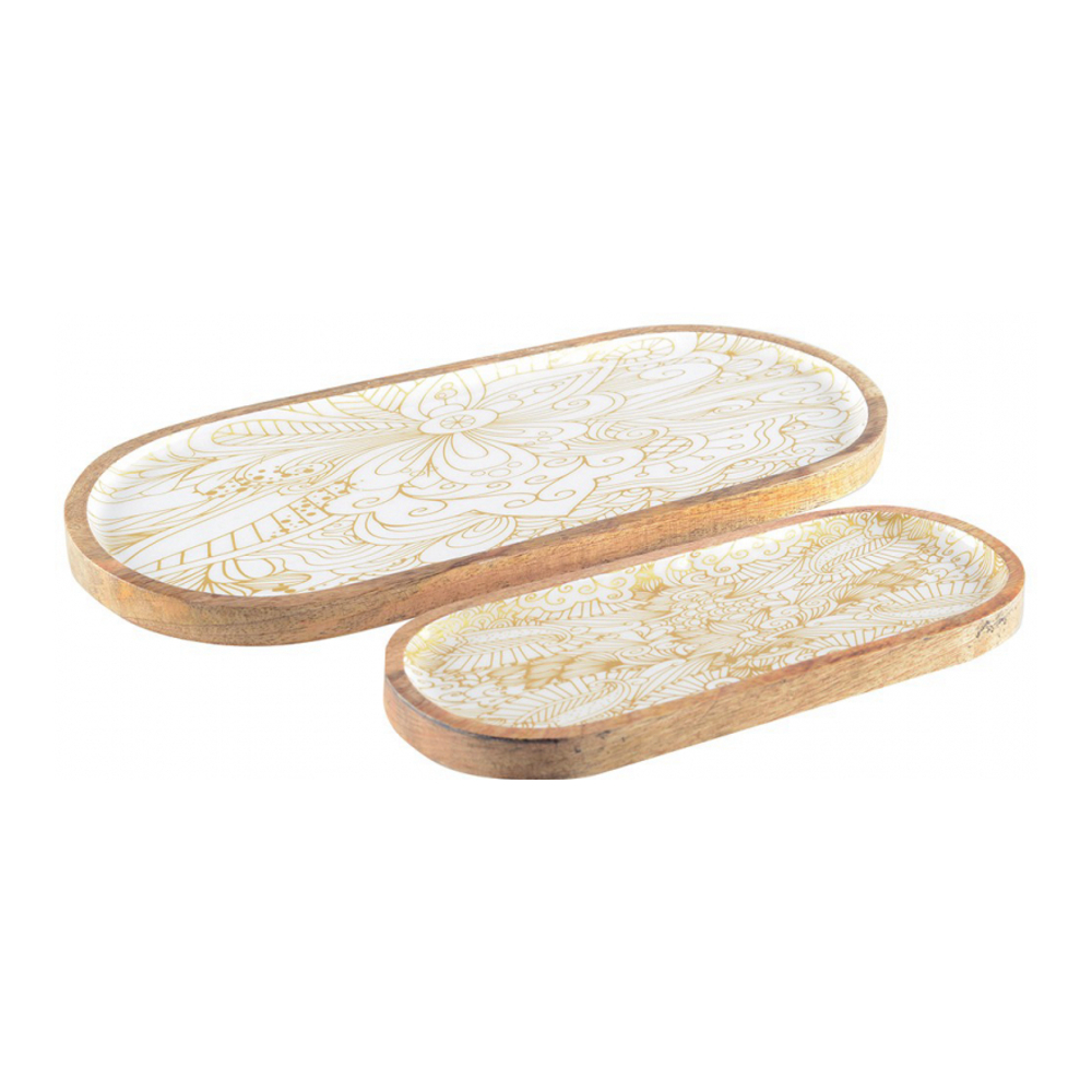 Oval Abstract Trays - Set Of 2