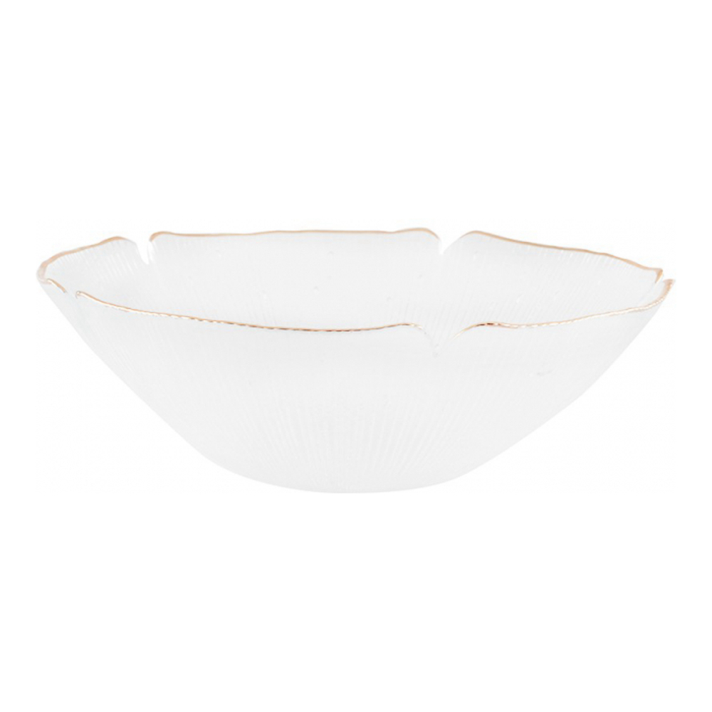 Floral Glass Salad Bowl With Golden Rims 25cm