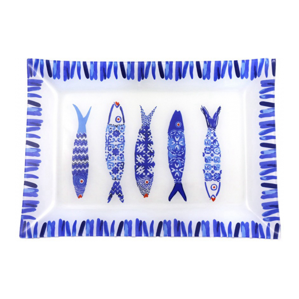 Rectangular Blue Fish Plate 35x25x2.8cm