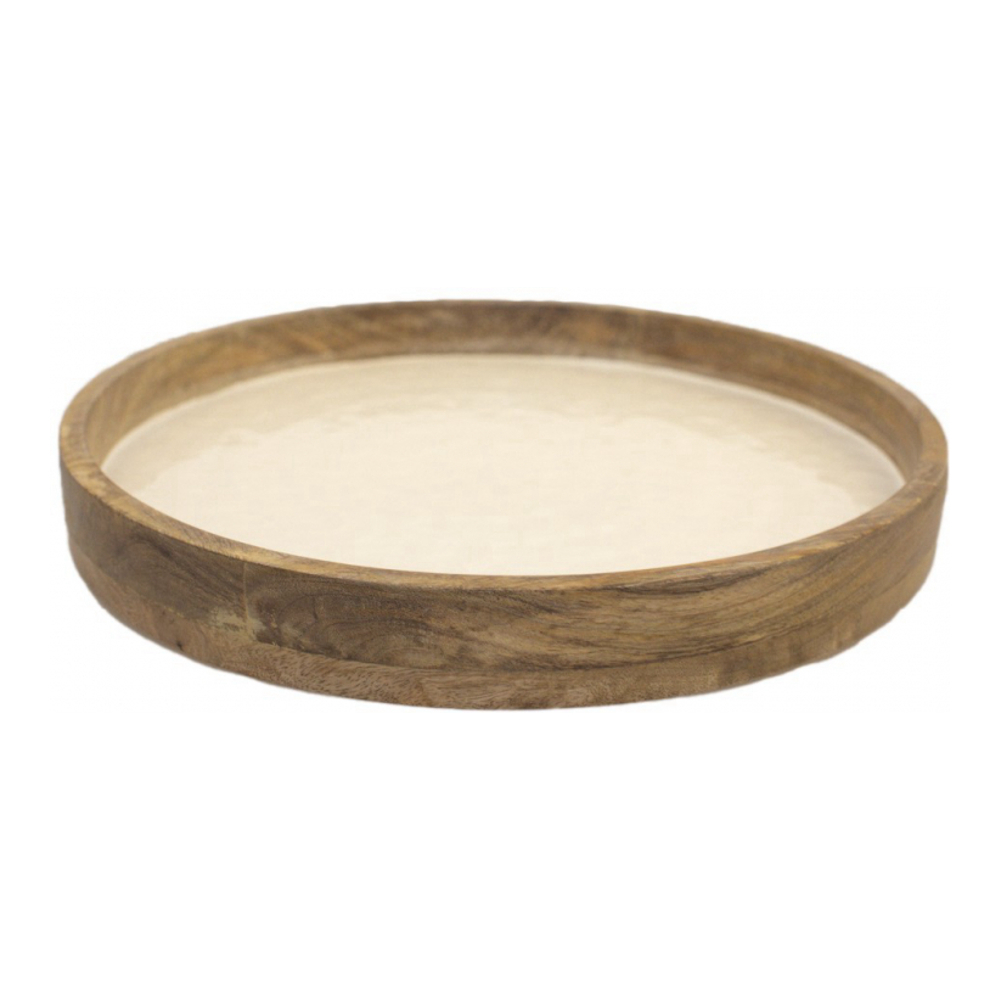 Plateau Blanc En Bois Manguier 40x40x4cm