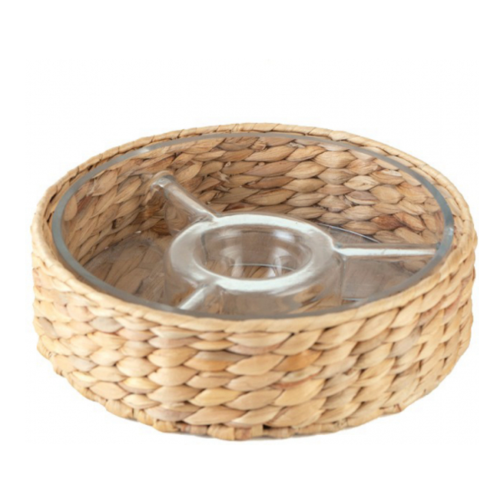 Rattan Appetizer Set With 3 Compartments 28x28x8cm