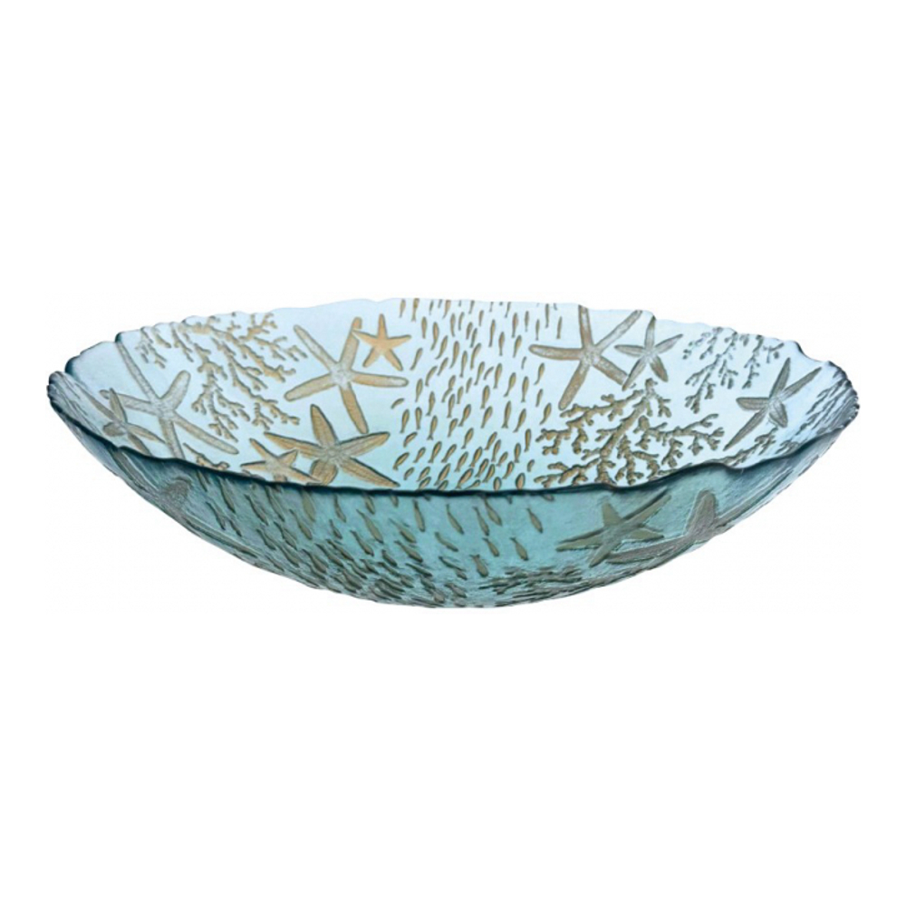 Blue Sea Glass Salad Bowl 33x33x9cm