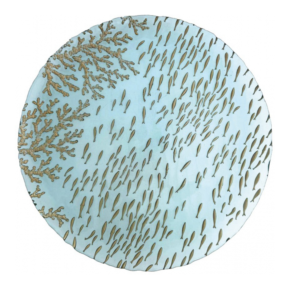 Plat De Service Bleue Mer 33x33x3cm