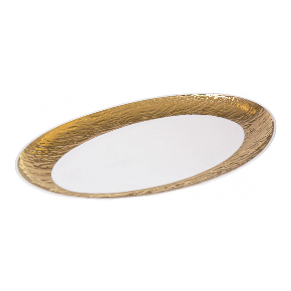 White And Gold Oval Platter 36.5cm