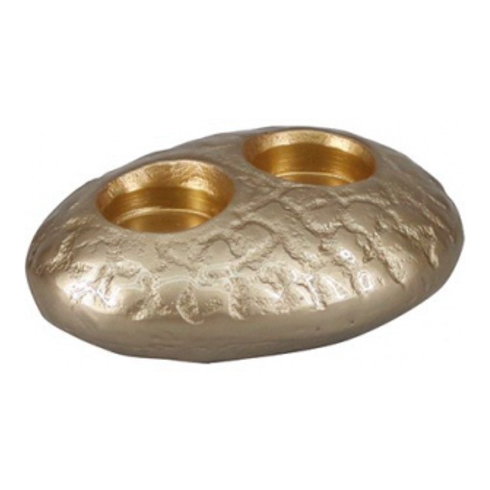 Bougeoir Double Sable En Aluminium 15x11x5.5cm