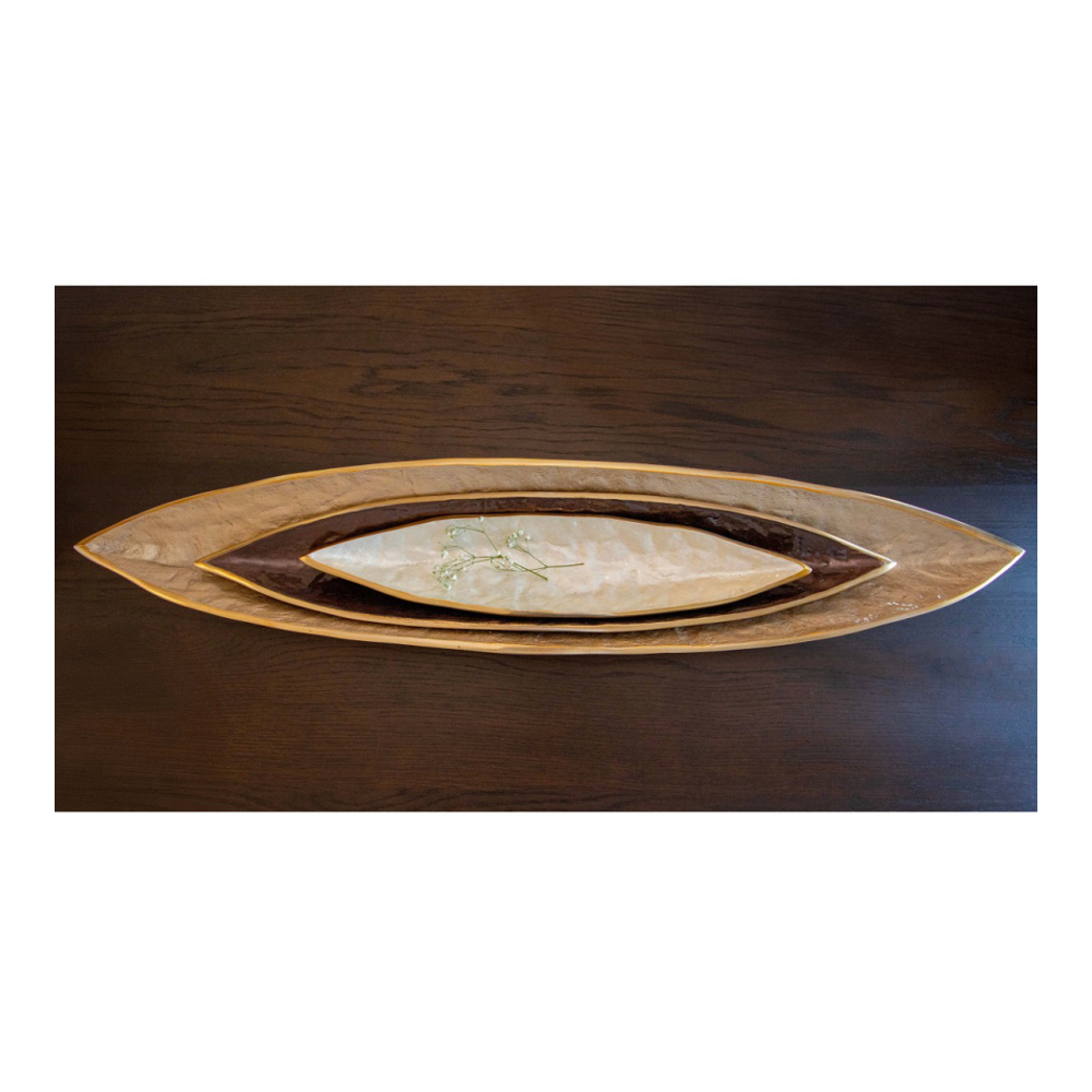 Decorative White Aluminium Bowl 50x10.5x3.5cm