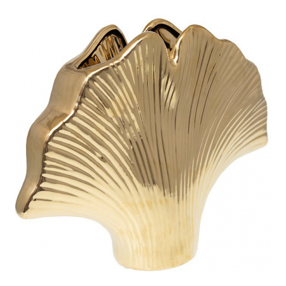 Gilded Ceramic Vase Ginkgo 29.5x7.5x22cm