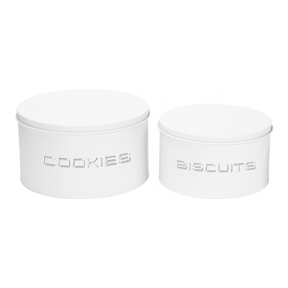 White And Silver Cookie Jars - Set Of 2