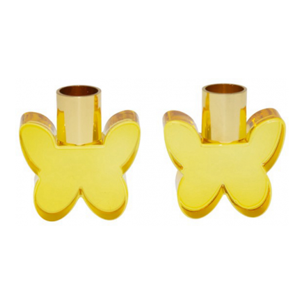 Bougeoirs Papillons Ambre - Lot De 2