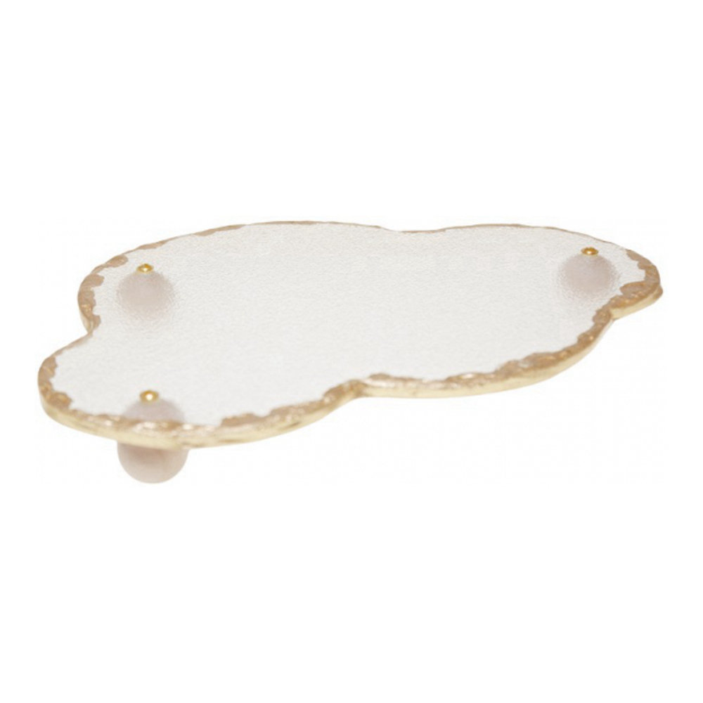 Cloud Tray With Gold Rim In Glass 29.5x20.5x4cm
