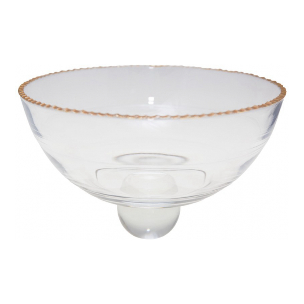 Salad Bowl With Golden Rim In Glass 23.5x23.5x15.5cm