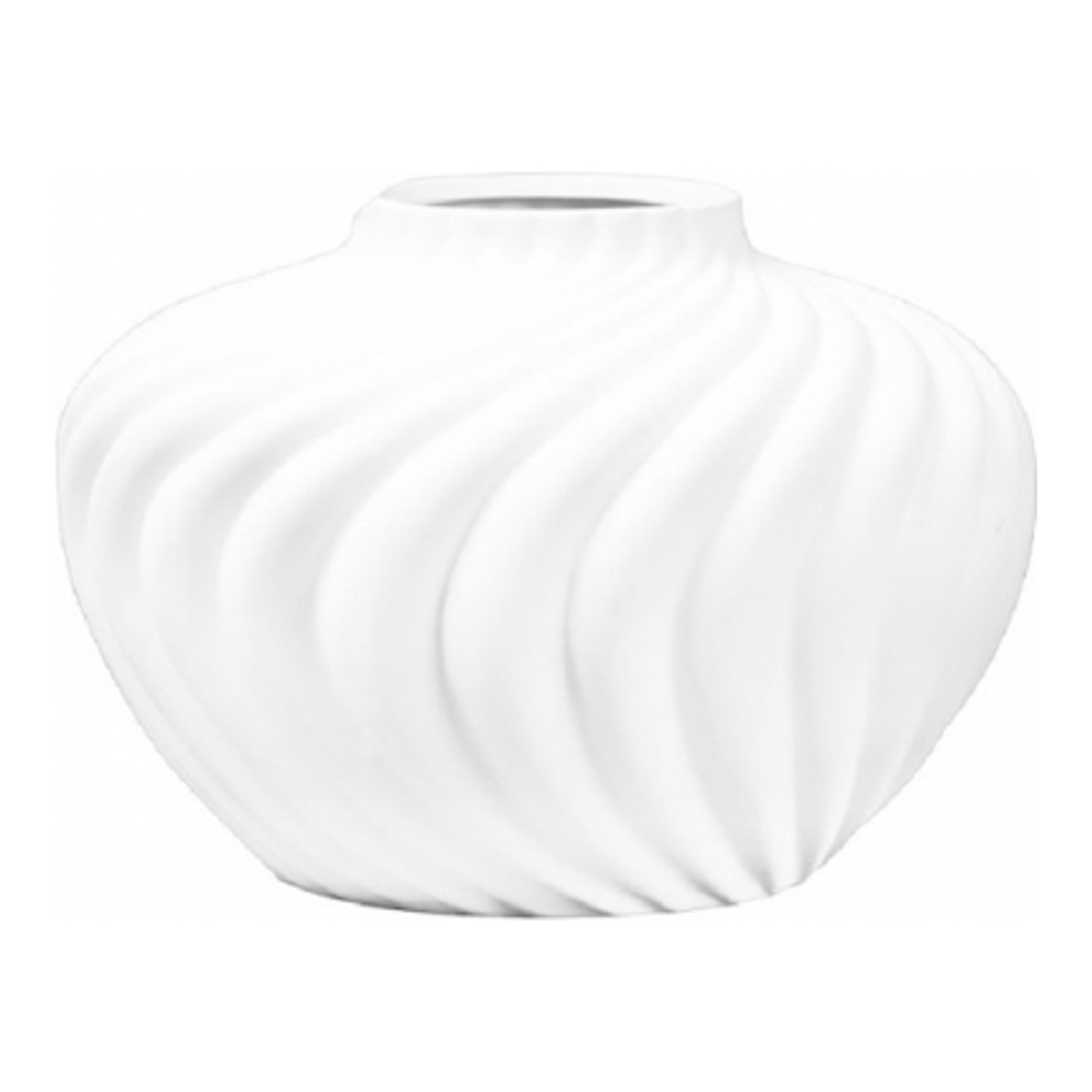 White Round Vase Chantilly In Polyresin