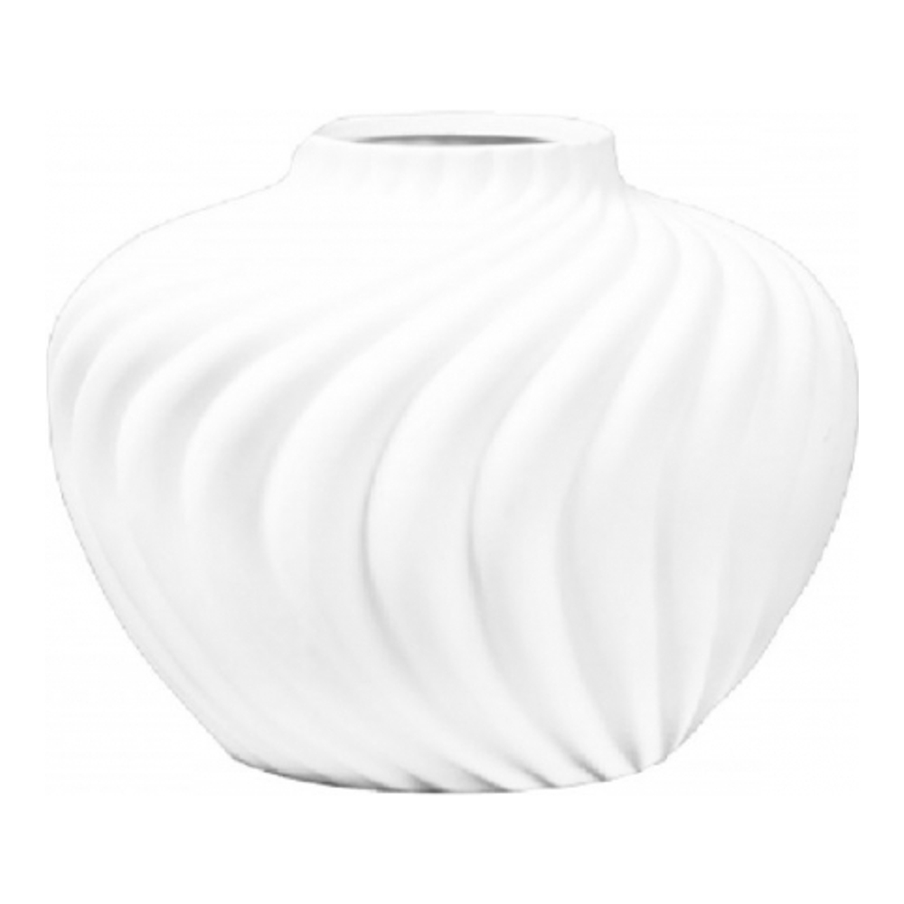 White Round Polyresin Chantilly Vase 34.5x34.5x25.5cm