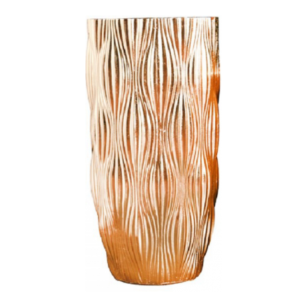Striated Gold Vase In Polyresin 36x36x90cm