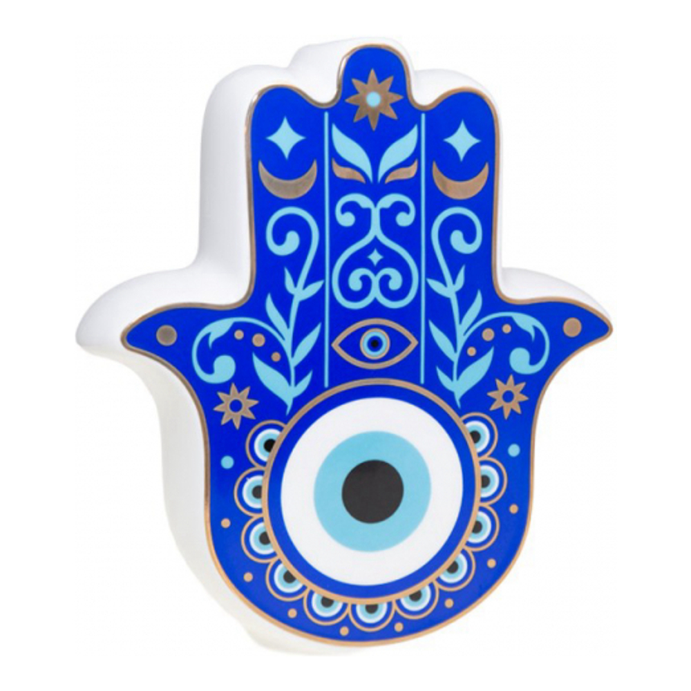 Bougeoir Main Oeil Bleu Nuit 17.5x6.2x20cm