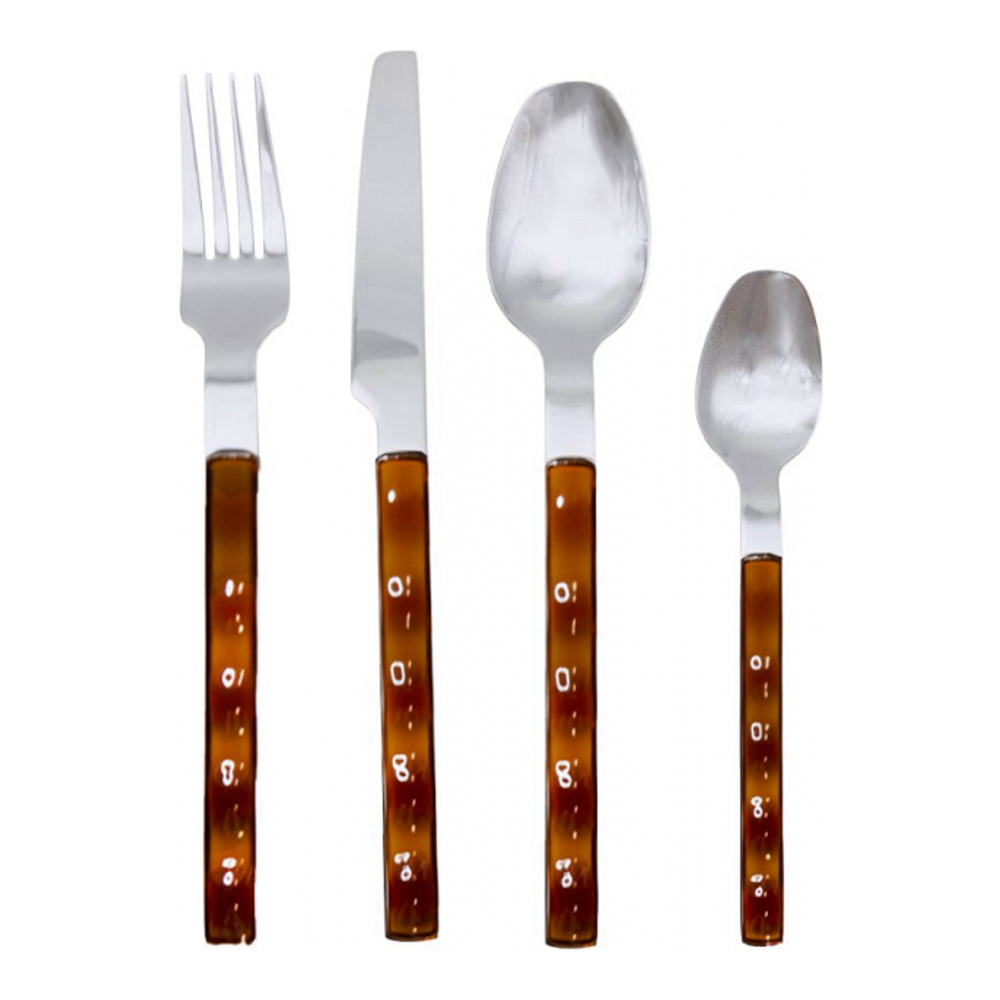24-Piece Silver-Plated Household Set With Brown Handle