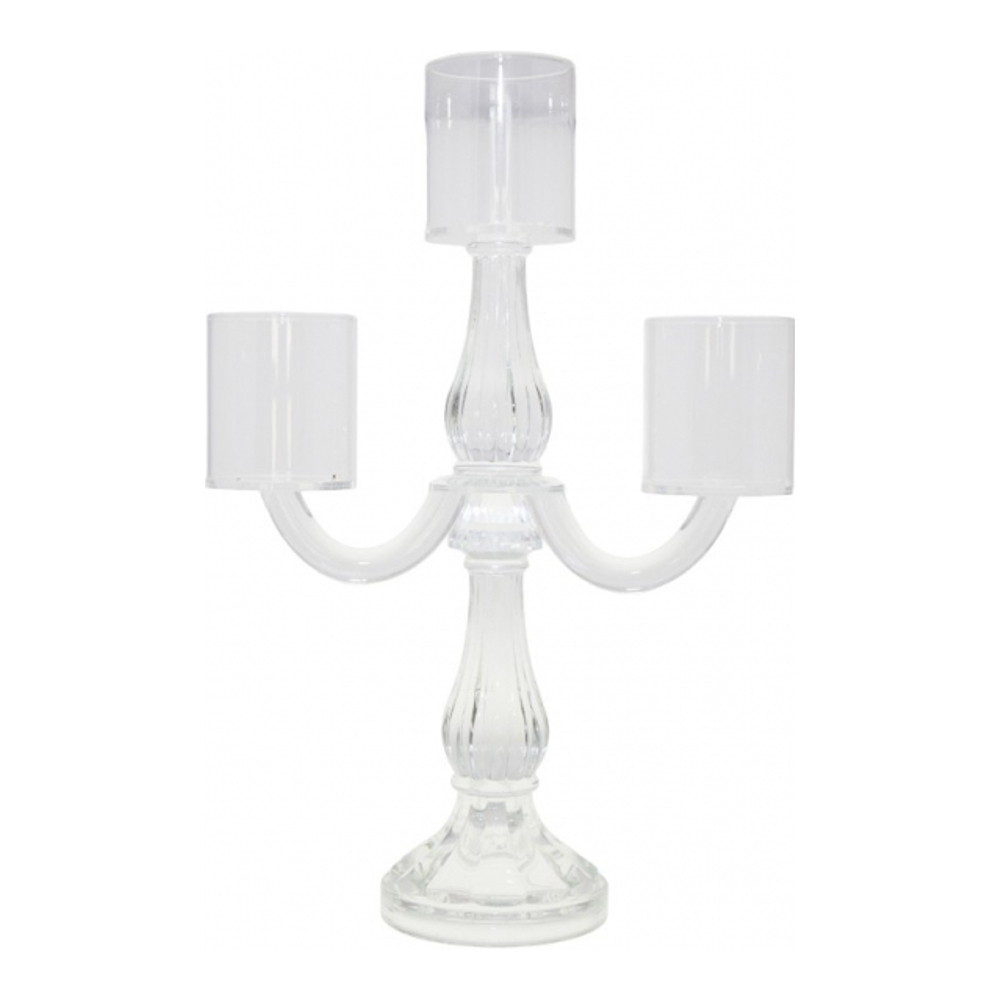 3-Light Transparent Candlestick H35cm