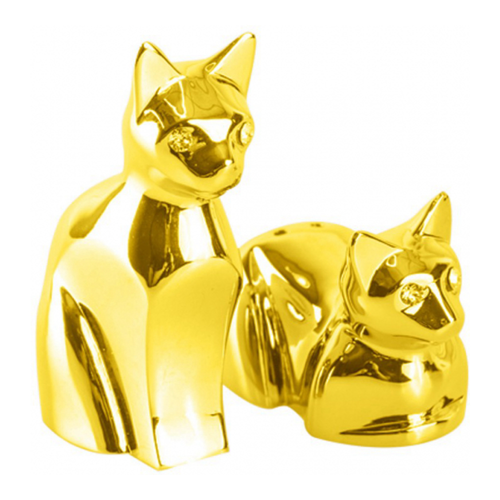 Salt And Pepper Shakers Golden Cat