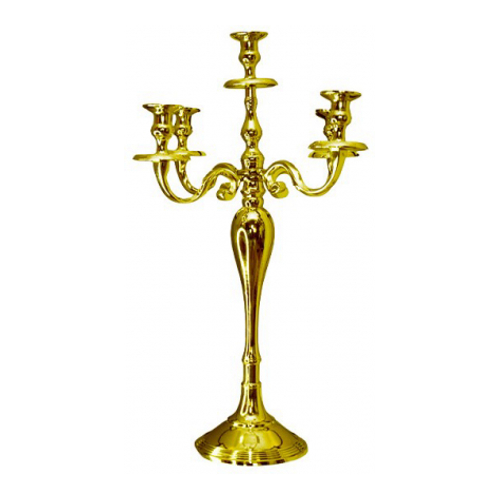 Bougeoir 5 Feux Doré 40cm