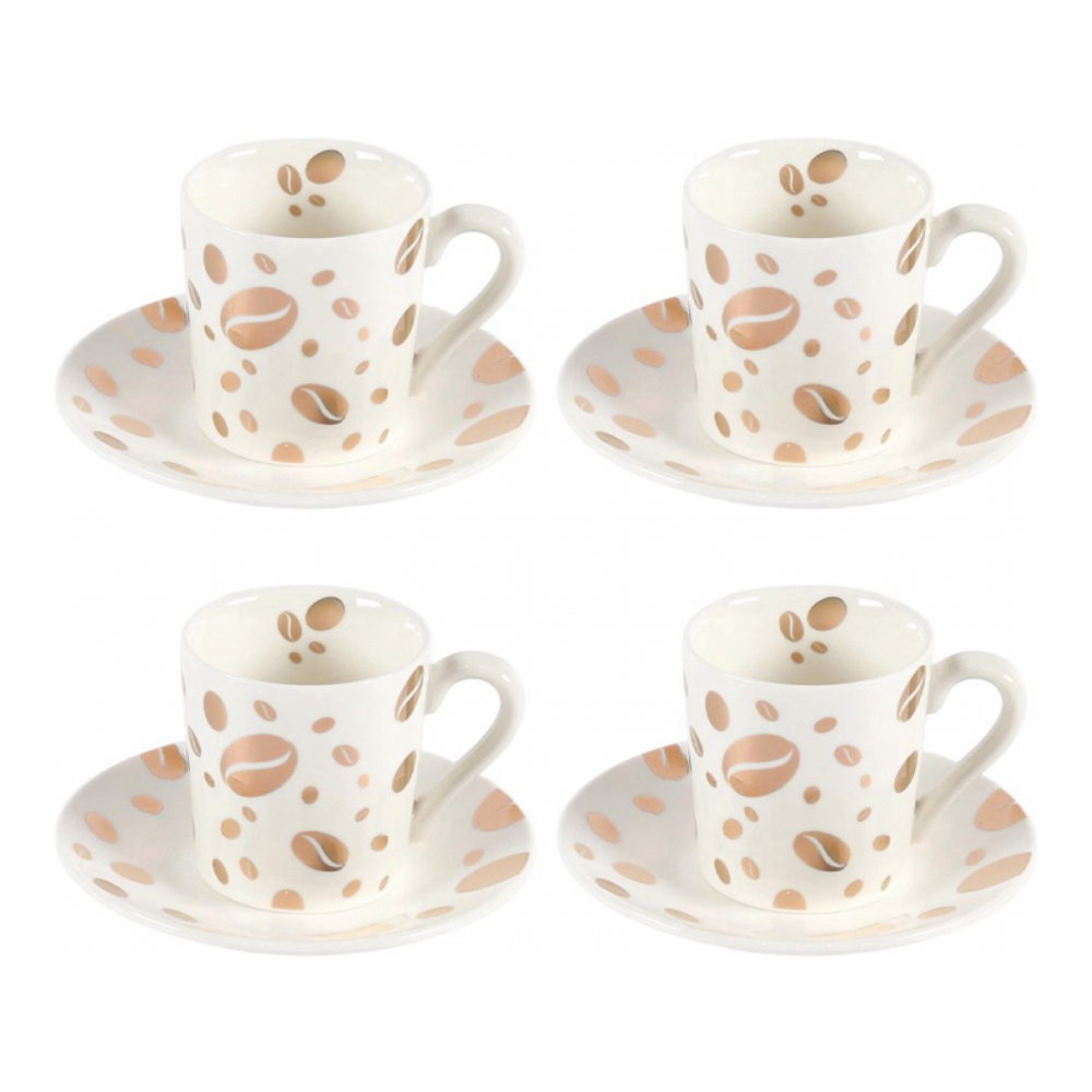Coffee Bean Cups And Saucers - Set Of 4