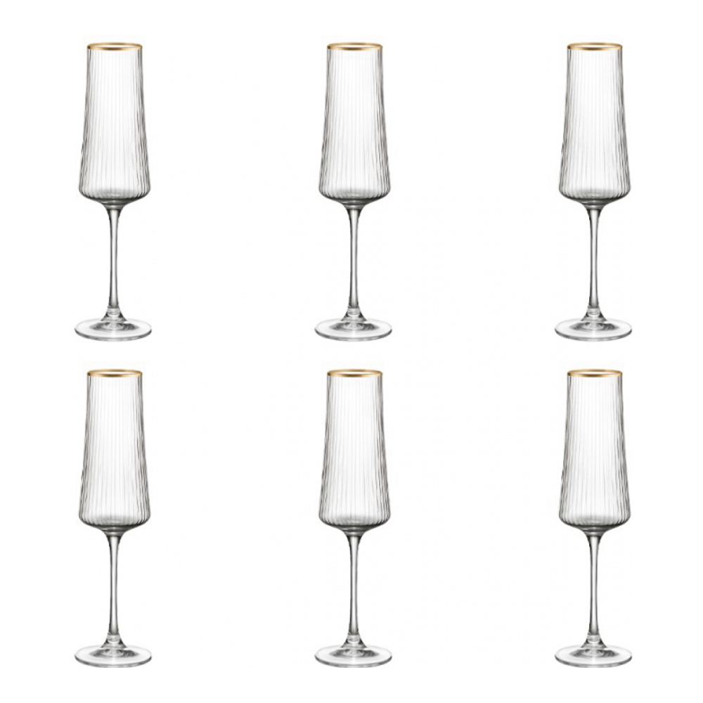 Flûtes À Champagne Bord Doré 210Ml - Lot De 6