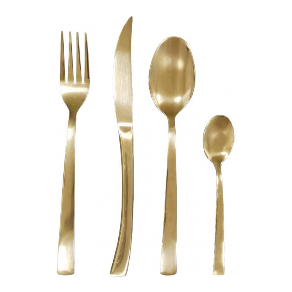 24-Piece Gold-Plated Shiny Cutlery Tray