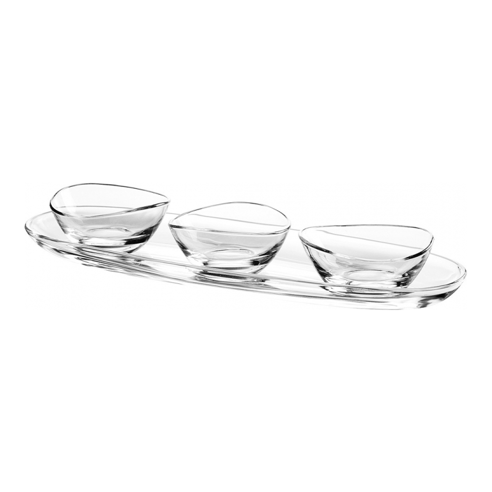 Aperitif Set Of 3 Bowls On Transparent Tray