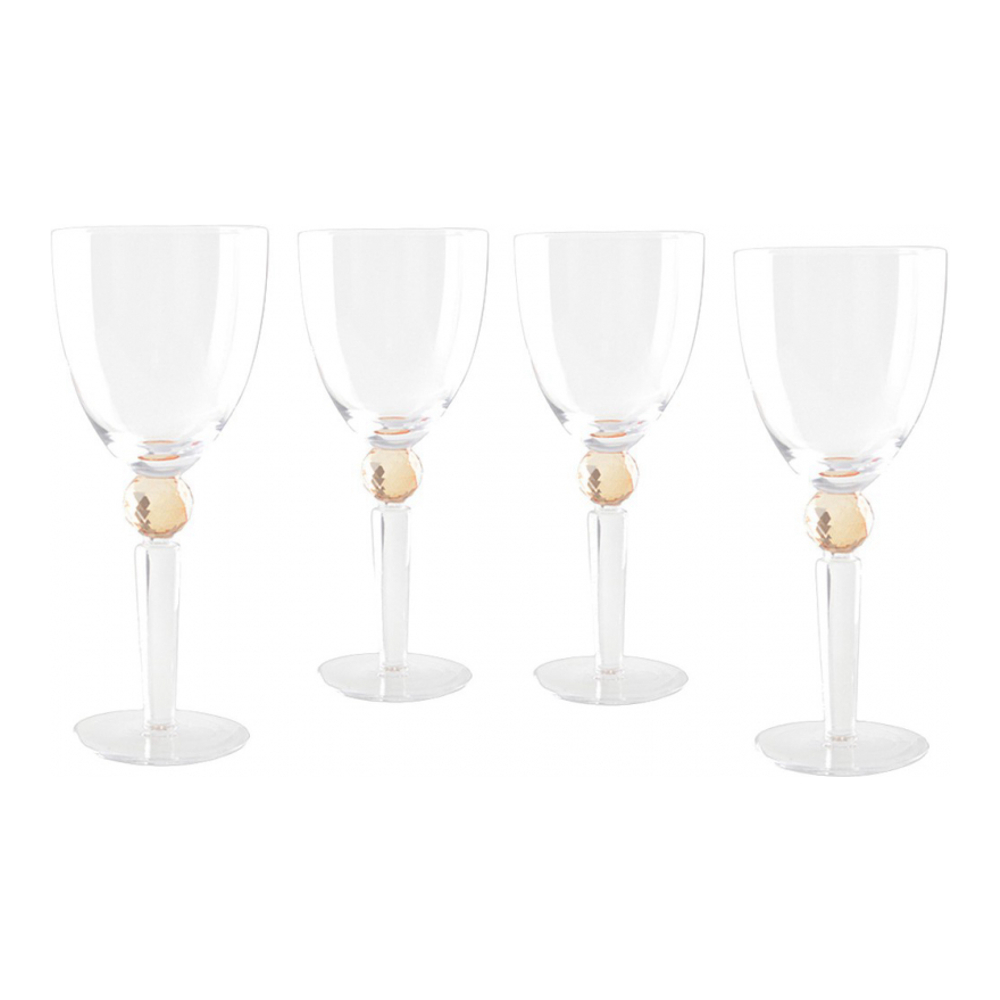 Verres À Vin Avec Pied En Diamant Jaune - Lot De 4