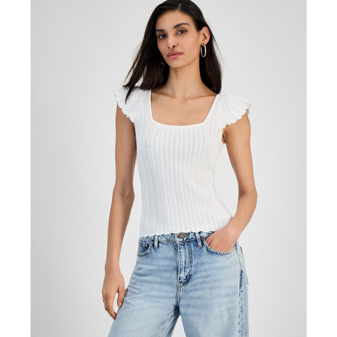 Women's 'Laurel Square-Neck Pointelle' Sweater