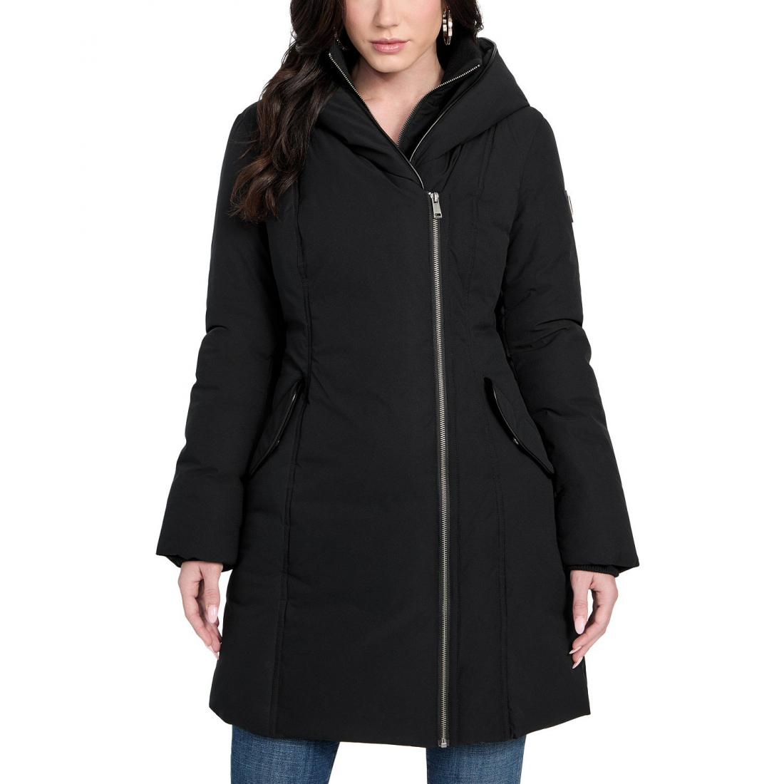 Manteau matelassé 'Asymmetric Zip-Front Hooded' pour Femmes