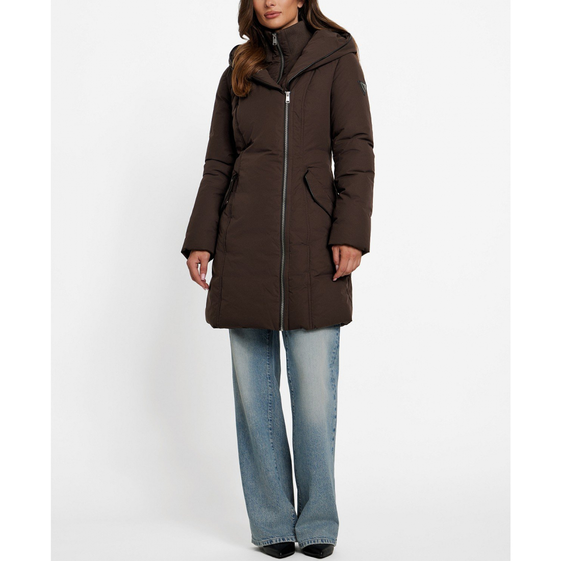 Manteau matelassé 'Asymmetric Zip-Front Hooded' pour Femmes