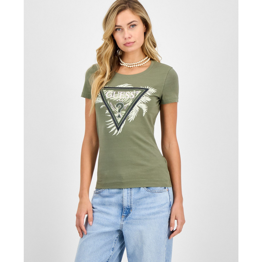 T-shirt 'Palm-Print Triangle Logo' pour Femmes