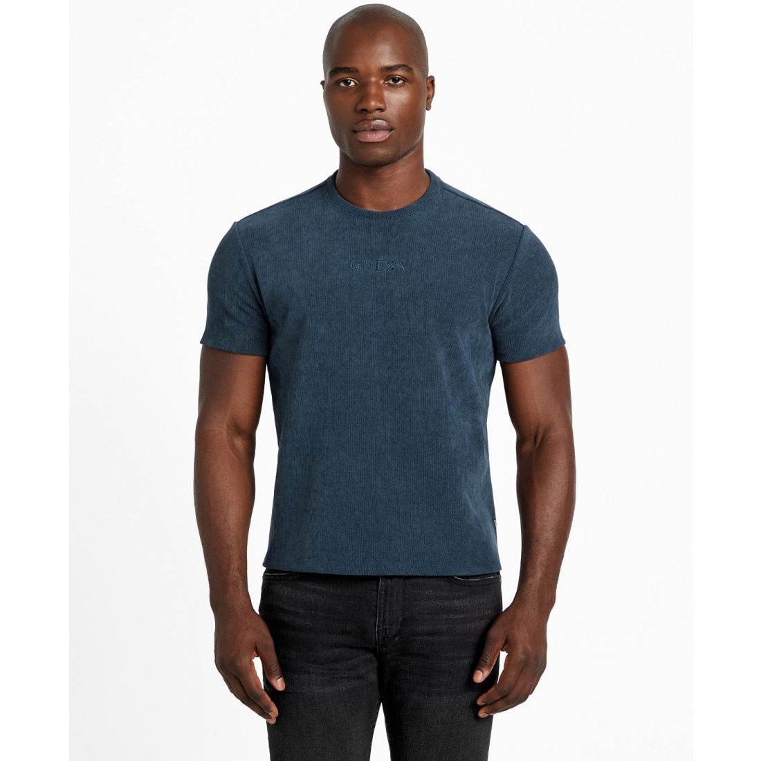 T-shirt 'Regular-Fit Ribbed-Knit Embroidered Logo Graphic' pour Hommes