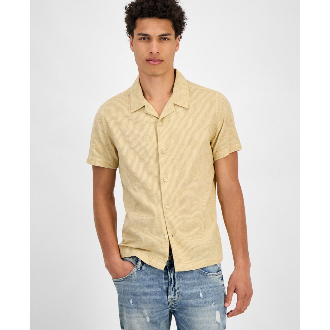 Chemise à manches courtes 'Regular-Fit Dobby' pour Hommes