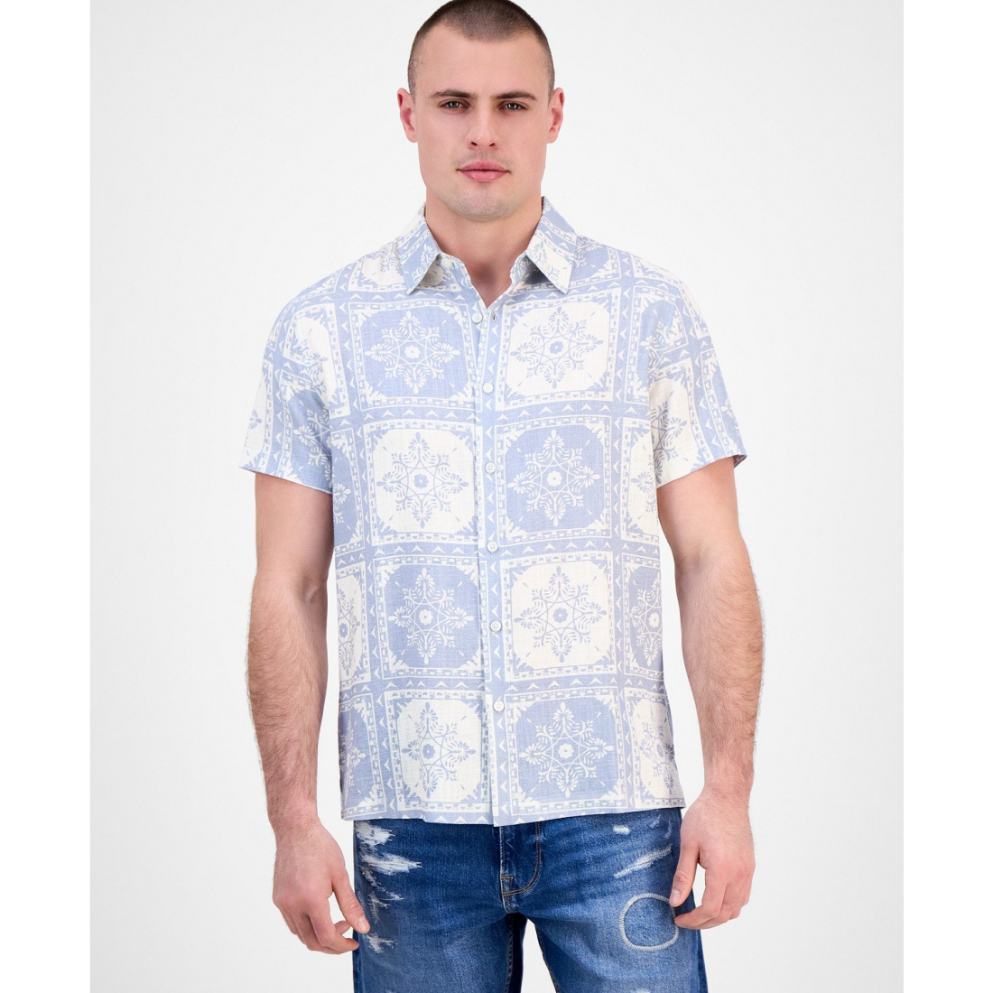 Chemise à manches courtes 'Mosley Tile Print Button-Front' pour Hommes