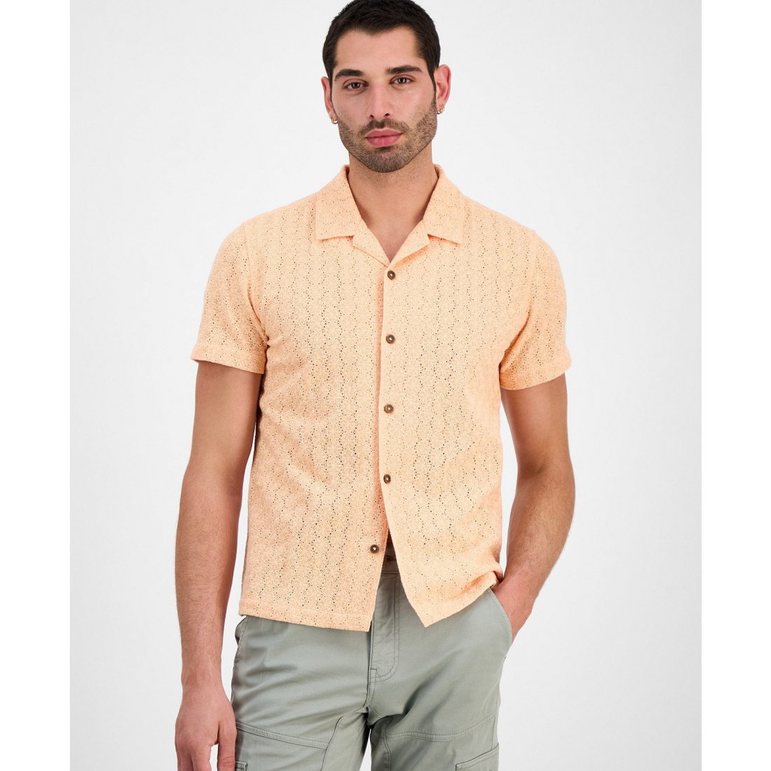 Chemise à manches courtes 'Wesley Crochet Camp' pour Hommes