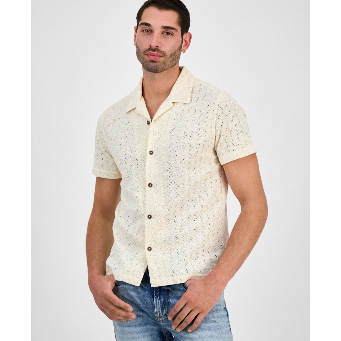 Chemise à manches courtes 'Wesley Crochet Camp' pour Hommes