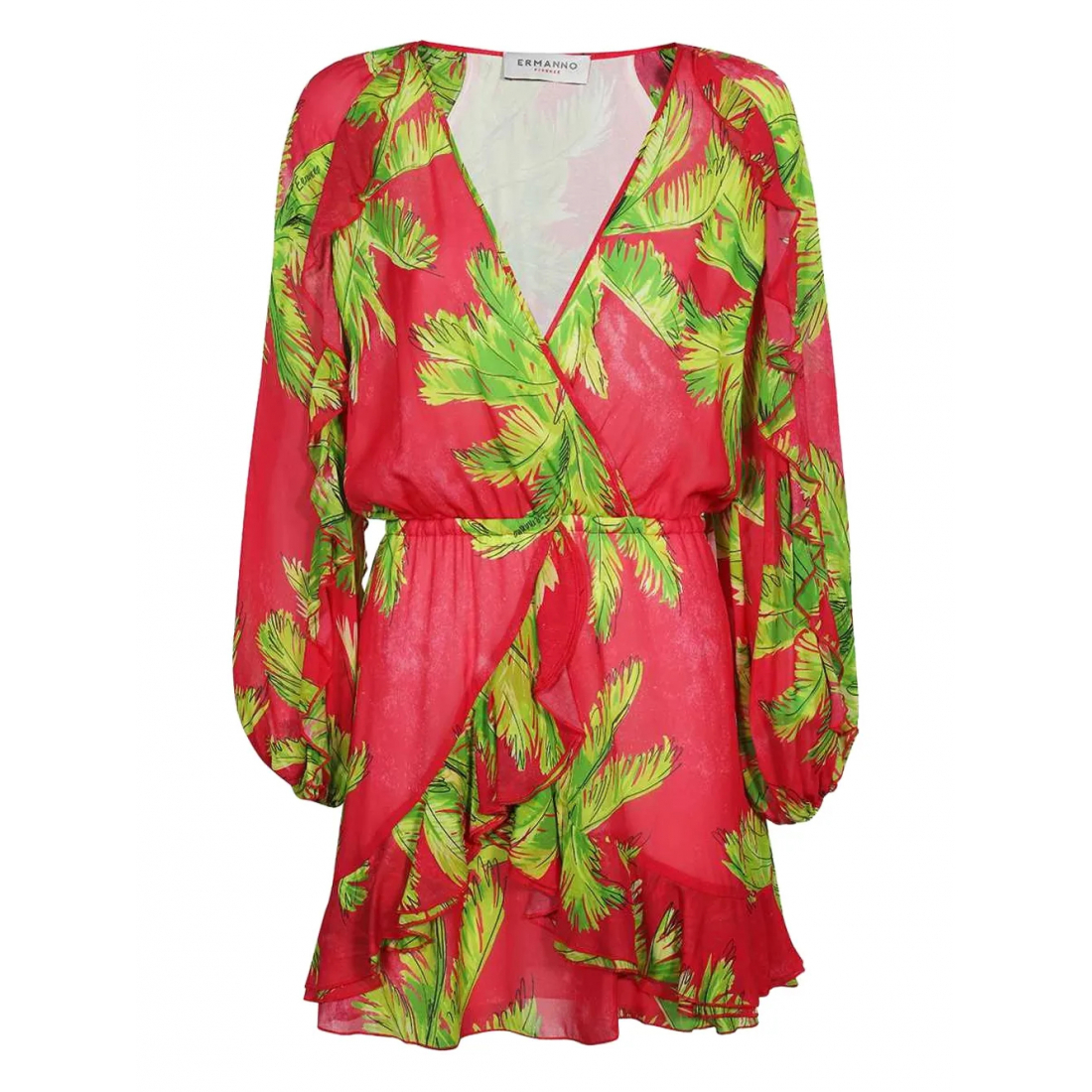Robe mini 'Palm-Print Ruffled' pour Femmes