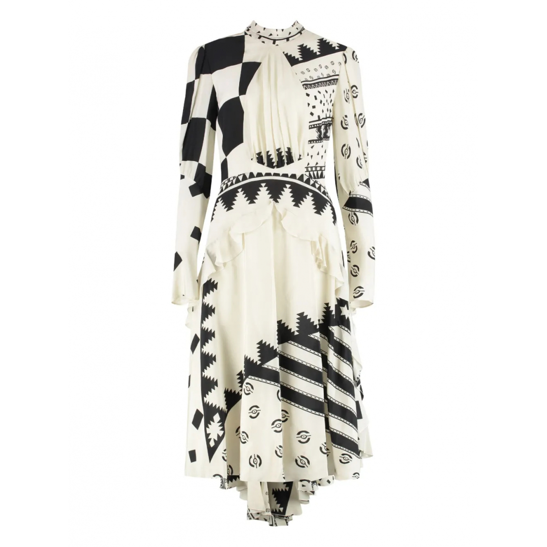 Robe à manches longues 'Geometric-Print Asymmetric' pour Femmes