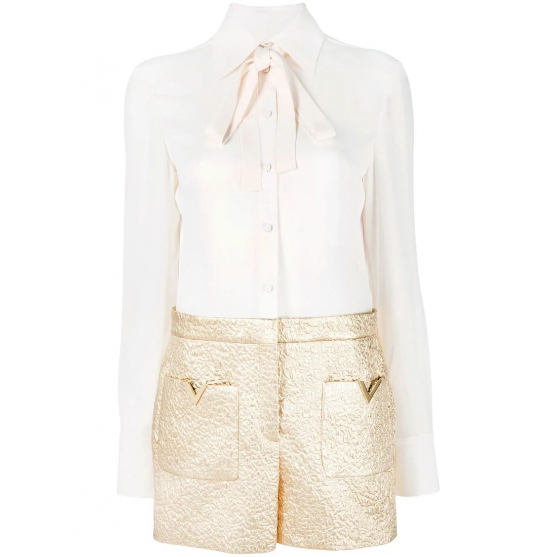 Women's 'Pussy-Bow Collar' Playsuit