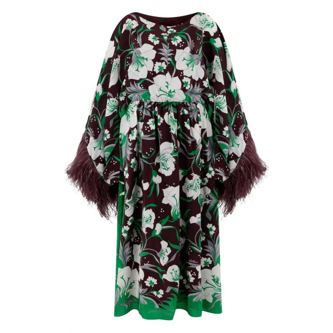 Robe 'Feather-Trim Floral' pour Femmes