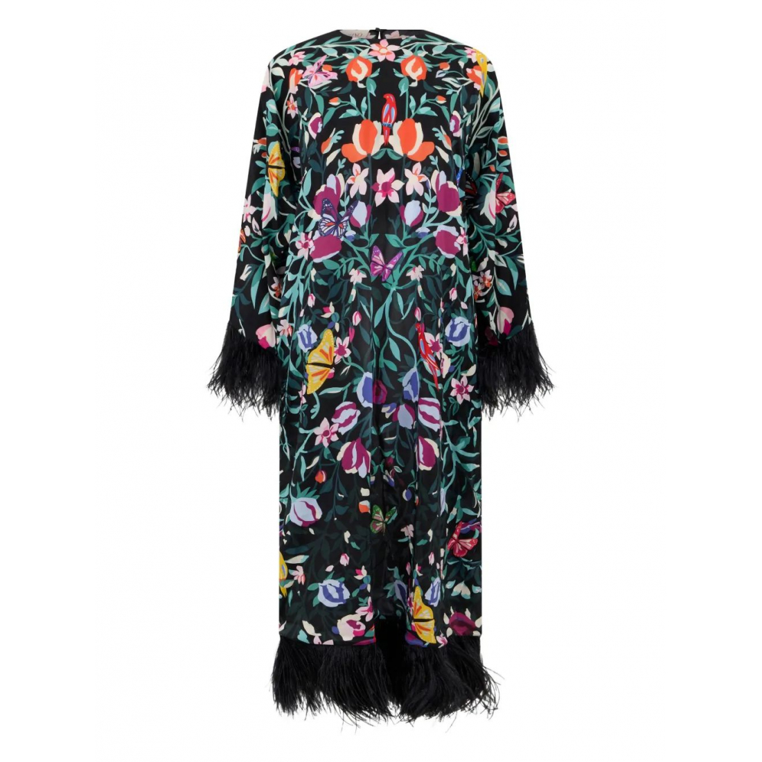 Robe 'Feather-Trim Floral' pour Femmes