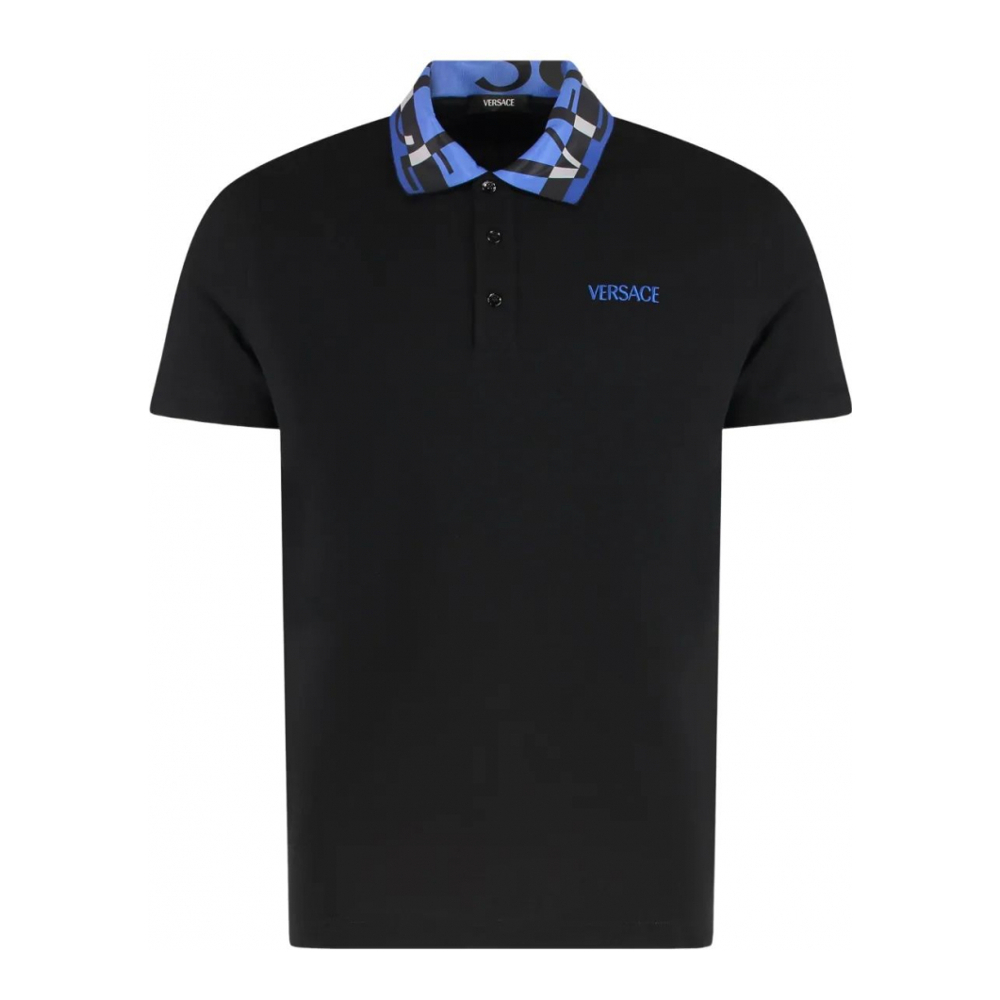 Polo 'Patterned-Collar Logo' pour Hommes