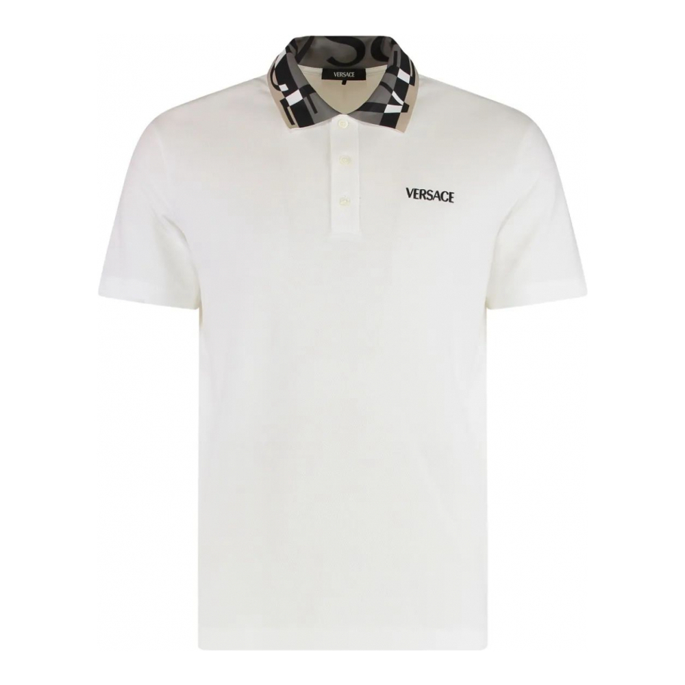 Polo 'Patterned-Collar Logo' pour Hommes