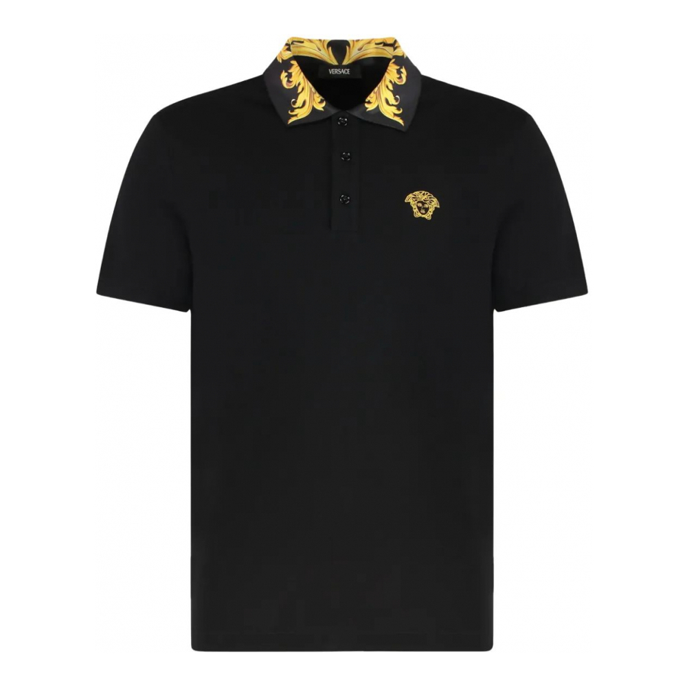 Polo 'Patterned-Collar Medusa' pour Hommes