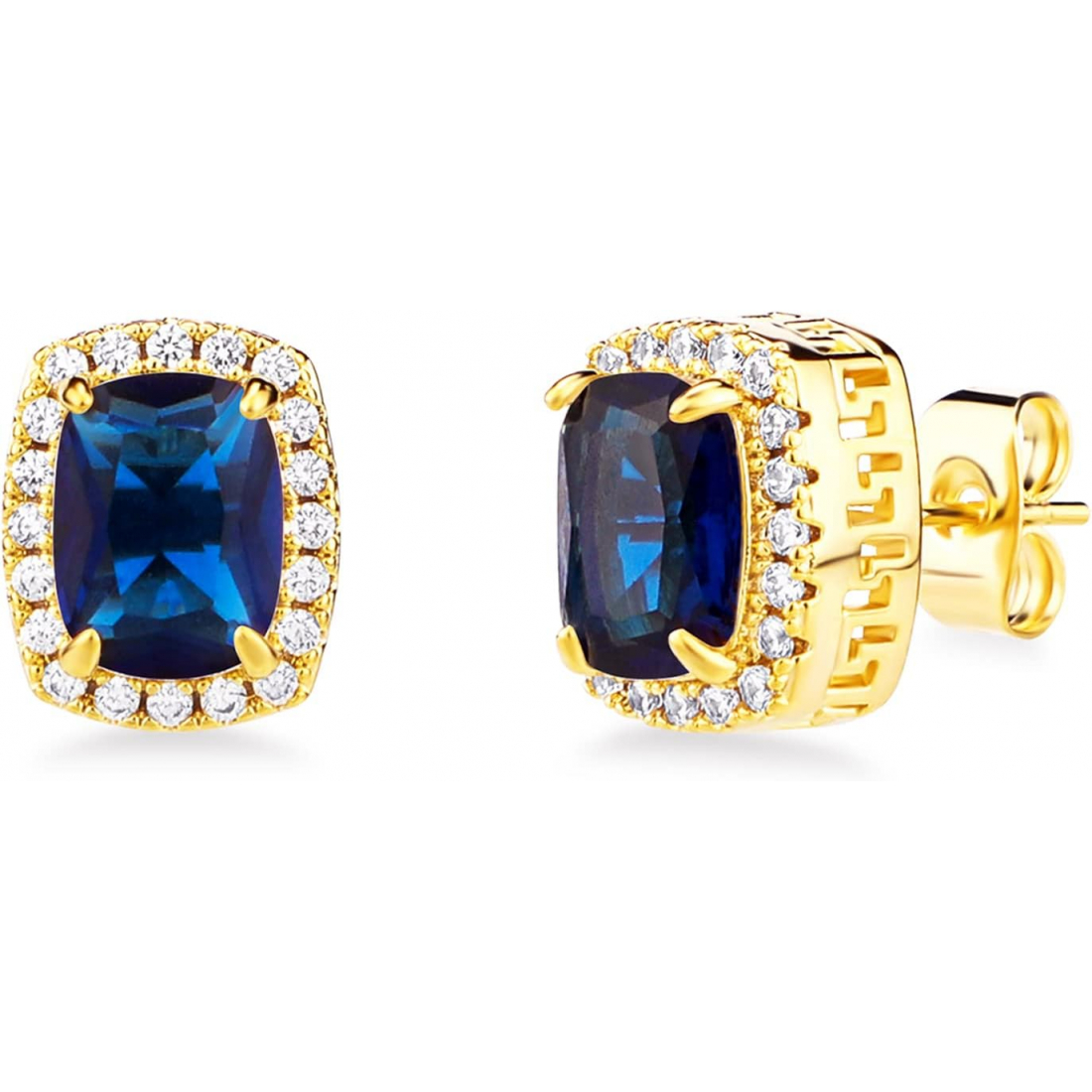 'Halo Emerald Cut Stud' Ohrringe für Damen