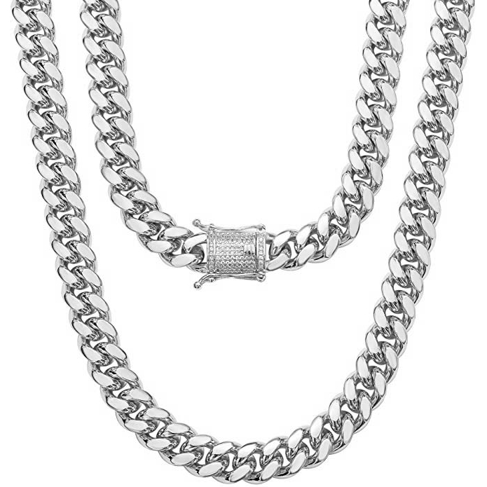 Collier 'Italian Chain & Pave Clasp' pour Hommes