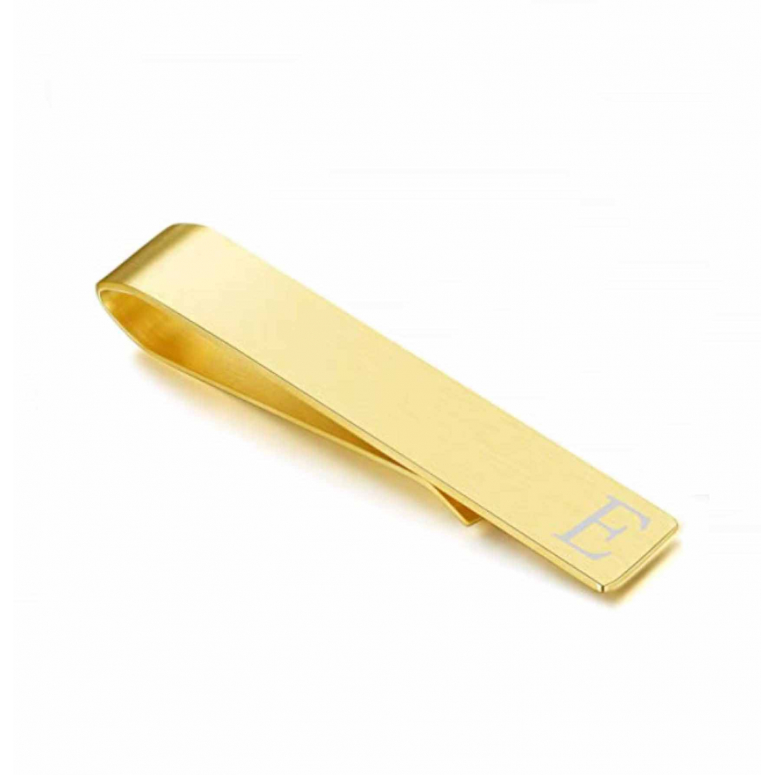 Men's '18K  Gold Plated E Initial Tie Bar' Tie Clip